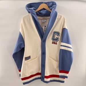 NWT Champion Women's Gold Medal Olympic Hooded Cardigan Sweatshirt Cream Size XL